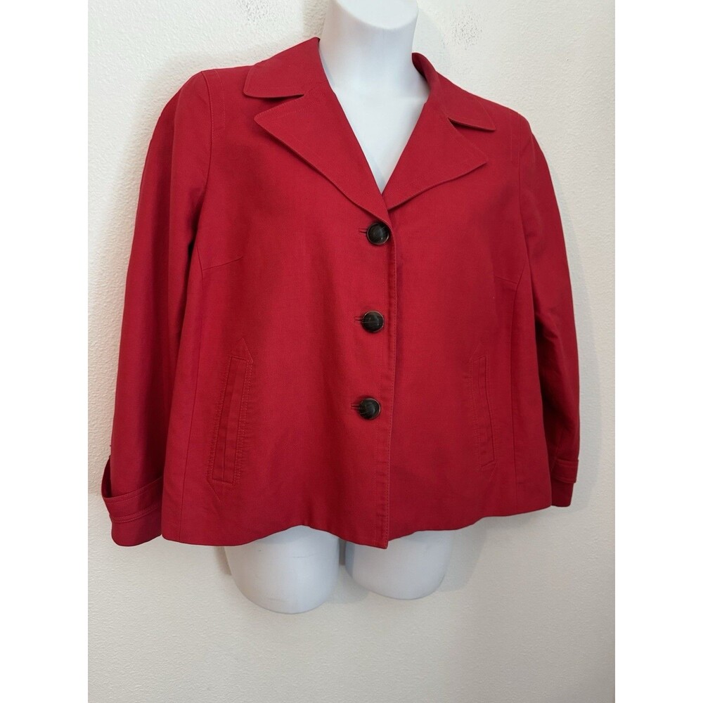 Talbots Blazer Jacket Plus Petite 18W Red Swing Office Career Cropped EUC
